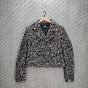 Nine West Black and White Tweed Moto style Jacket EUC